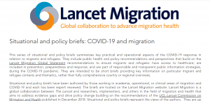 Reporte situacional de caso migrantes internacionales en Chile durante la pandemia por COVID-19 publicado en web Lancet Migration