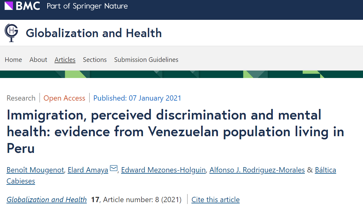 Publicación artículo científico con participación de investigadora PROESSA en Revista Globalization and Health